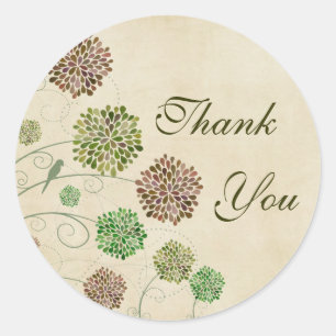 Dahlia Garden Wedding Thank You Round Sticker
