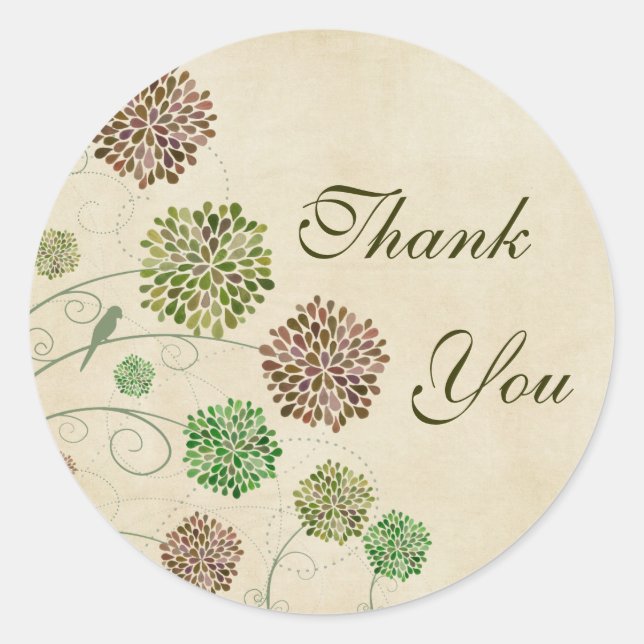 Dahlia Garden Wedding Thank You Round Sticker (Front)