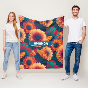 Dahlia Geometric Colourful Personalised Pattern Fleece Blanket