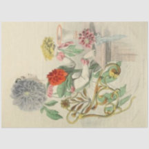 Dahlia Lady Floral Decoupage Paper Vintage