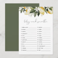 DAHLIA Lemon Baby Word Scramble Baby Shower Game