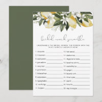 DAHLIA Lemon Bridal Shower Word Scramble Game