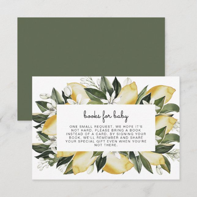 Dahlia - Lemon Citrus Baby Shower Books for Baby Invitation (Front/Back)