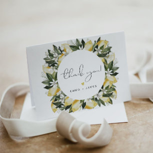 DAHLIA Lemon Citrus Fruit Summer Garden Floral Thank You Card