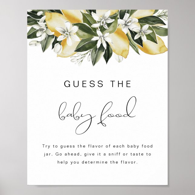 DAHLIA Lemon Guess the Baby Food Baby Shower  Poster (Front)