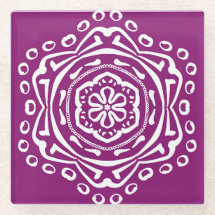 Dahlia Mandala Glass Coaster