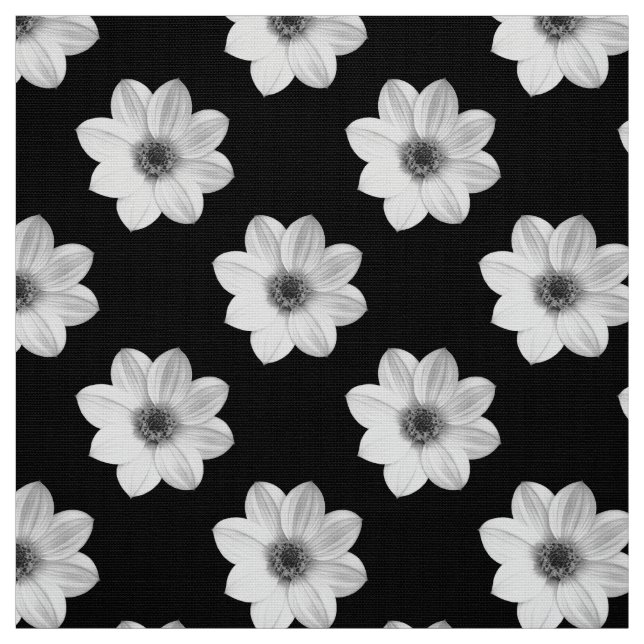 Dahlia Pattern - Black and White Fabric (Swatch)