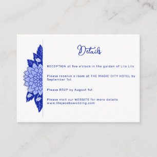 Dahlia Personalized Wedding Details Enclosure Card