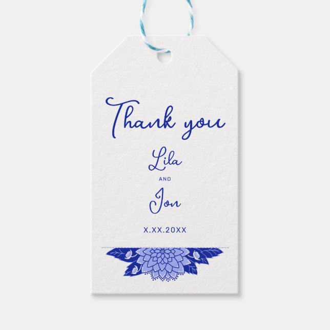 Dahlia Personalized Wedding Gift Tags (Front)