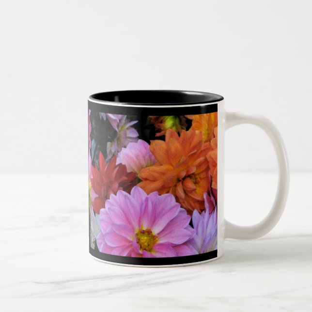 Dahlia Petals Two-Tone Coffee Mug (Right)