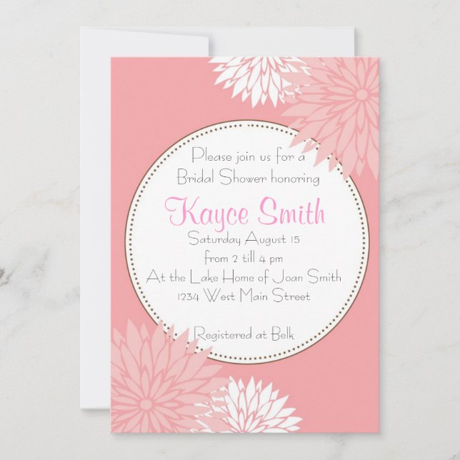Dahlia Pink Flower Invitation (Front)