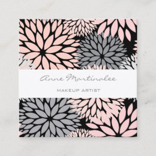 Dahlia Pink Grey Black Makeup Artist Square Busin Business Card