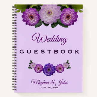 Dahlia Purple Lavender Floral Wedding Guest Book