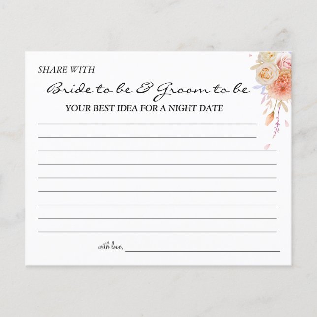 Dahlia & roses share a date night idea card (Front)
