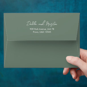 Dahlia Sage Green Contemporary Modern Wedding Envelope