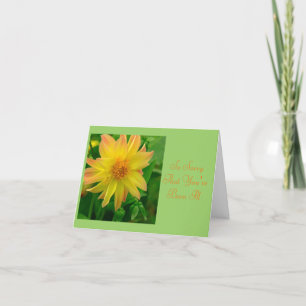 DAHLIA/SORRY YOU'RE ILL/YELLOW AND ORANGE DAHLIA" CARD