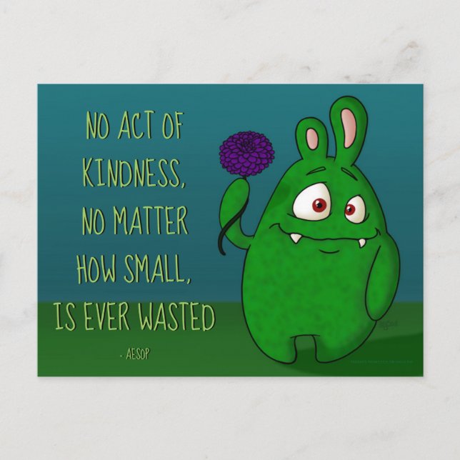 Dahlia the Monster w/quote, postcard (Front)