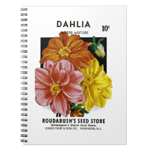 Dahlia Vintage Seed Packet Spiral Notebook