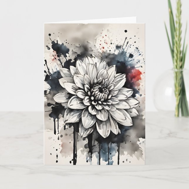 Dahlia - Watercolor flowers Card (Front)