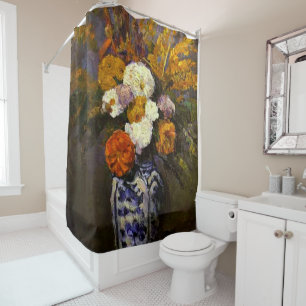 Dahlias, famous painting by Paul Cezanne Shower Curtain