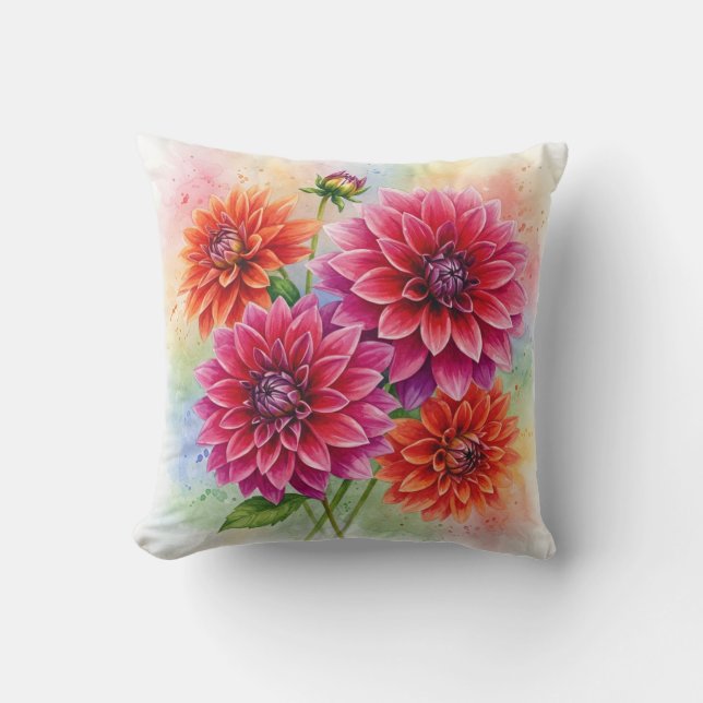 Dahlias Flowers Pillow (Front)