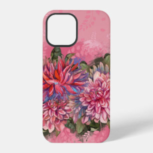 Dahlias flowers pink watercolor iPhone 12 pro case