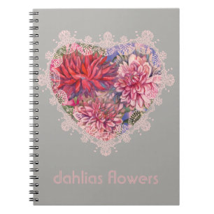 dahlias flowers spiral notebook