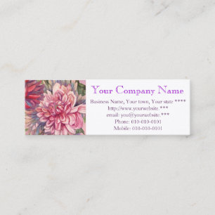 dahlias flowers watercolor mini business card