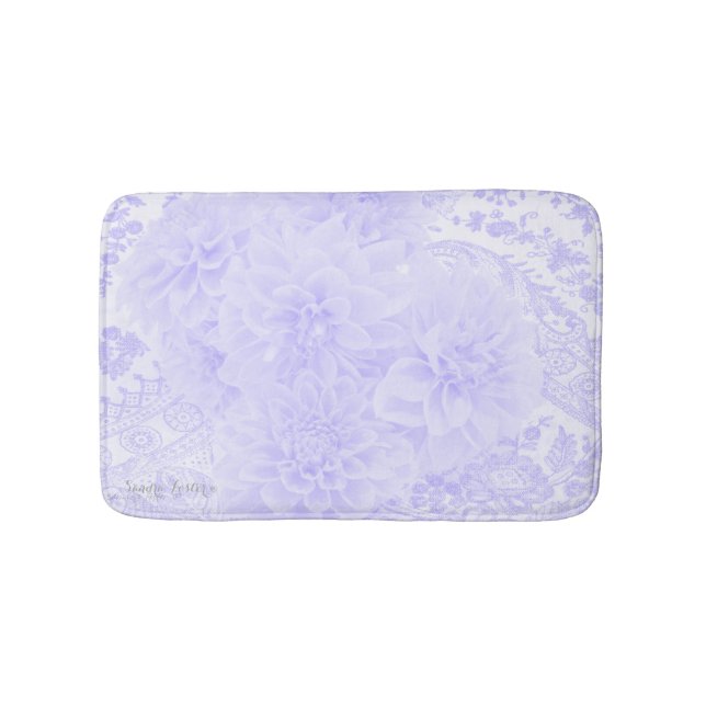 Dahlias In Blue Bath Mat (Front)