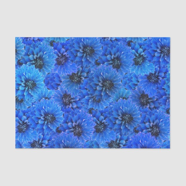 Dahlias in royal blue - floral design,  tissue paper (Front)