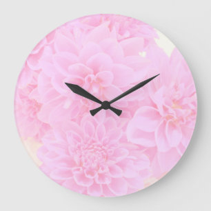 Dahlias In Soft Pink Large Clock