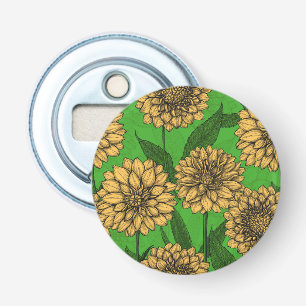 Dahlias in yellow and green bottle opener