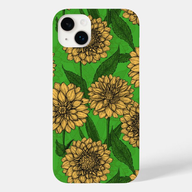 Dahlias in yellow and green Case-Mate iPhone case (Back)