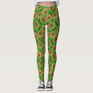 Dahlias in yellow and green leggings