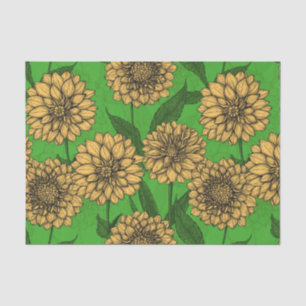 Dahlias in yellow and green tissue paper