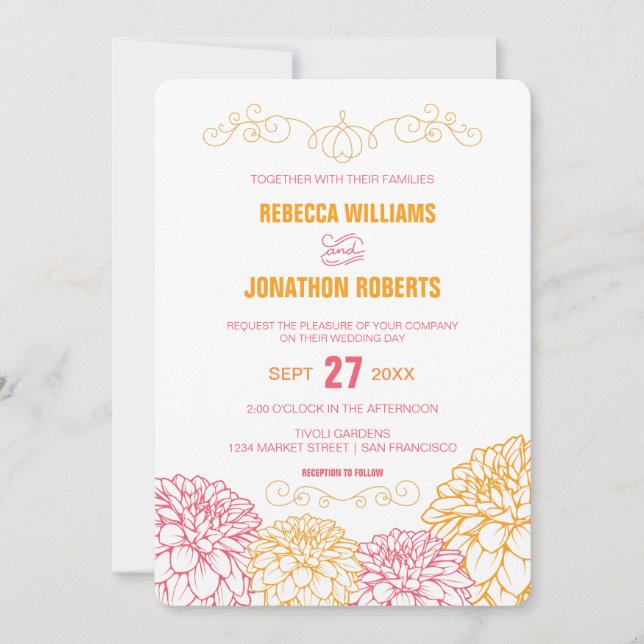Dahlias Wedding Invitation (Front)