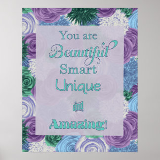 Daily Affirmation Poster - Beautiful Smart Unique