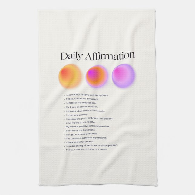 daily affirmations manifestation  tea towel (Vertical)