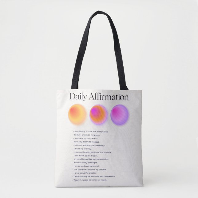 daily affirmations manifestation  tote bag (Front)