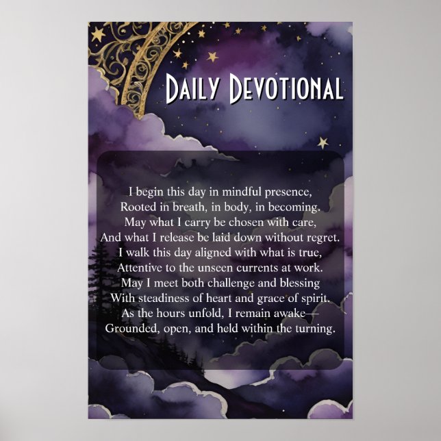 Daily Devotional Purple Night Sky Pagan Prayer Poster (Front)