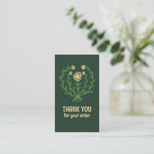 Daily Floral Logo Chic Elegant Order Thank You  Business Card