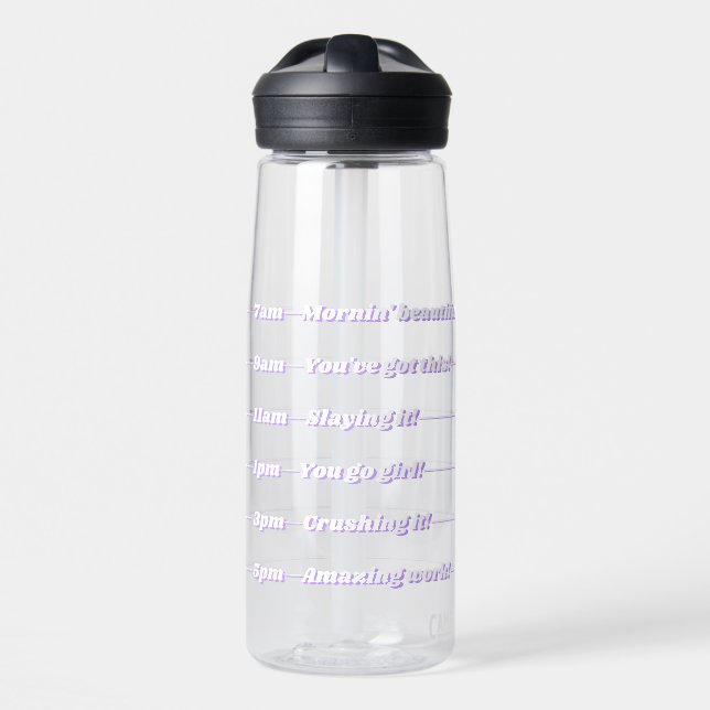 Daily Hydration Schedule White Purple Groovy  Water Bottle (Front)
