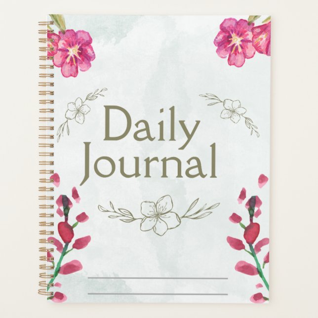 "Daily Journal" | Delicate Pink Floral  Planner (Front)
