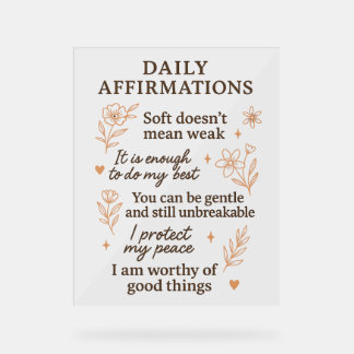 Daily Mental Health Reminder  | Self Love Healing  Acrylic Sign