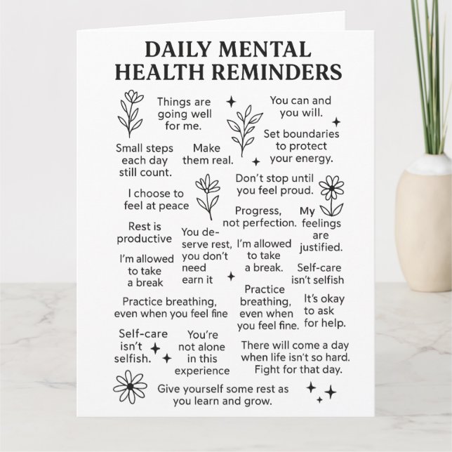 Daily Mental Health Reminders Thank You Card (Front)