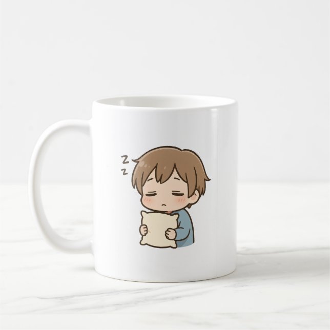 Daily Mood “Sleepy” Cute Chibi Mug (Left)