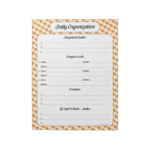 Daily Organisation - Orange Gingham Notepad