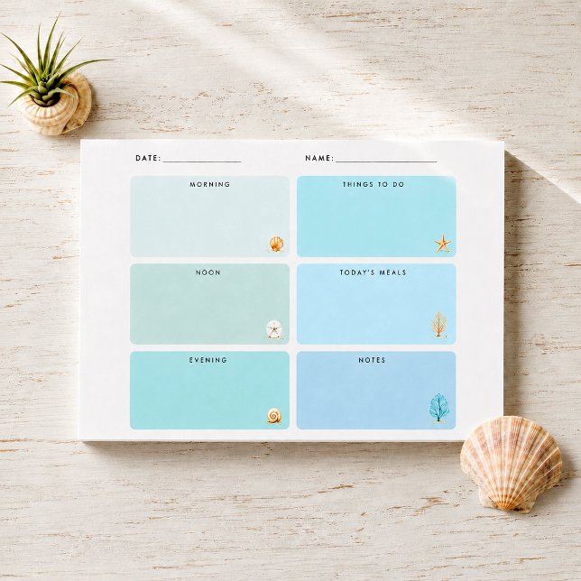 Daily Organiser Notes Beach Theme Coastal (modern minimal beach theme coastal colors daily planner organizer)
