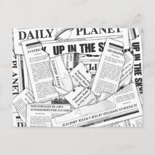 Daily Planet Pattern - White Postcard