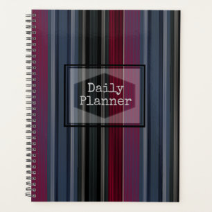 Daily Planner - Burgundy and Grey Stripes HAMbWG